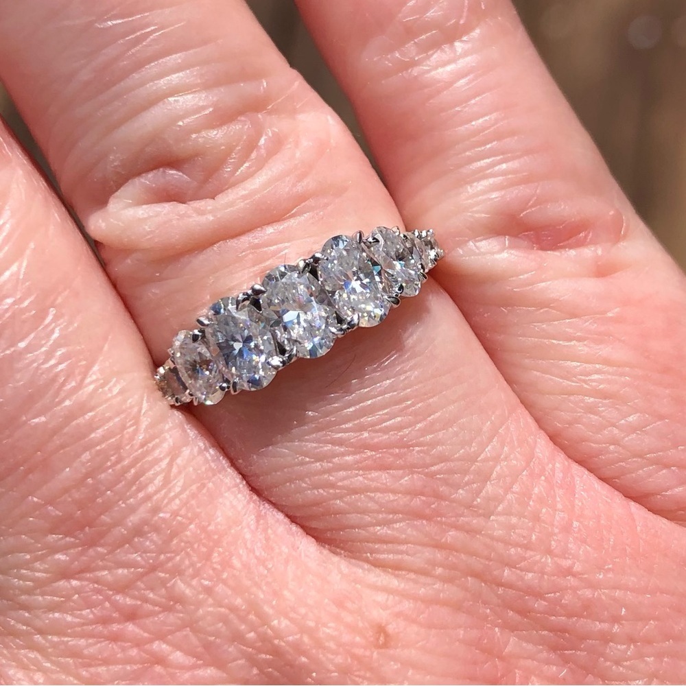 Oval Band Half Eternity 14k Gold Moissanite